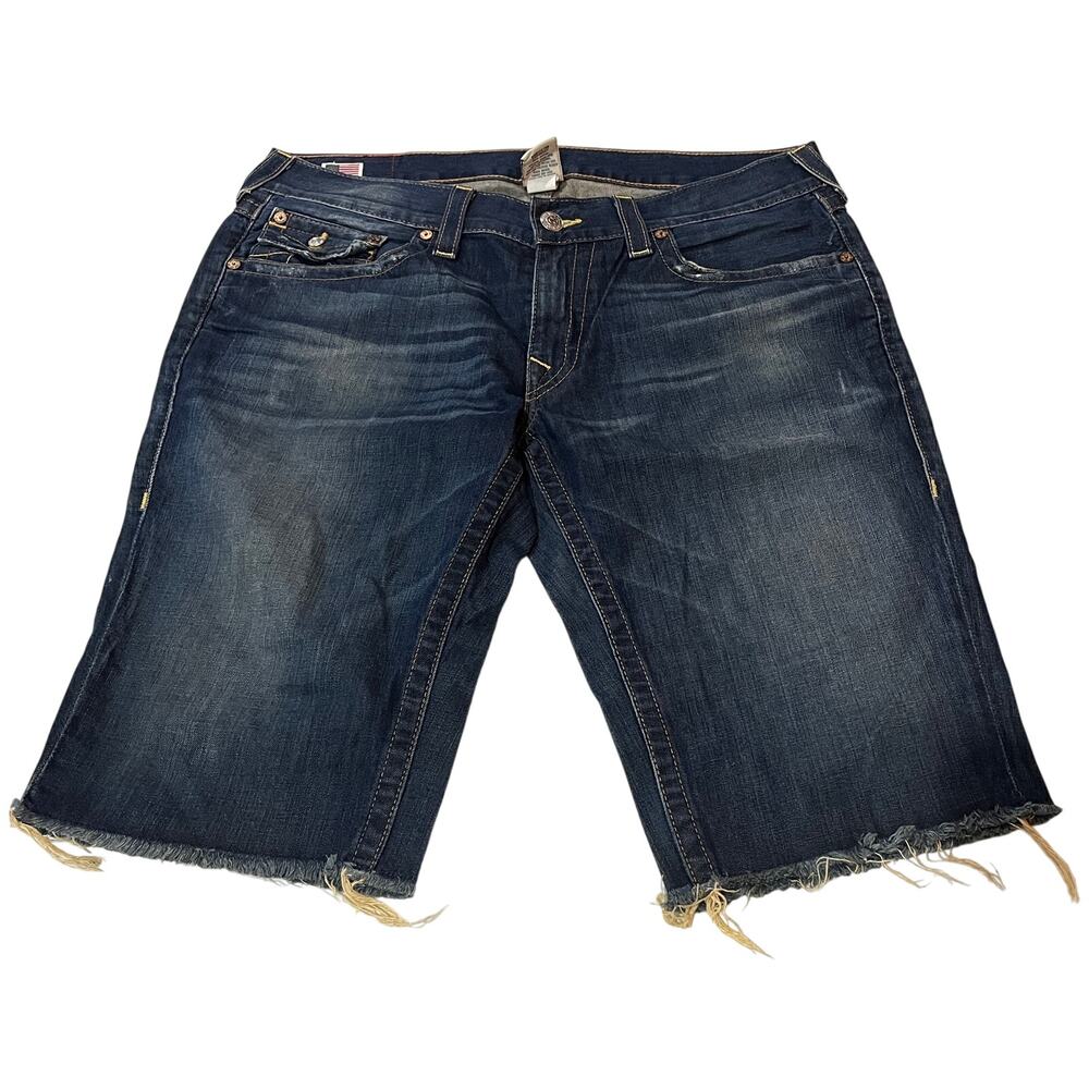 16-85 TRUE RELIGION Ricky Cut Off Jean Shorts 36